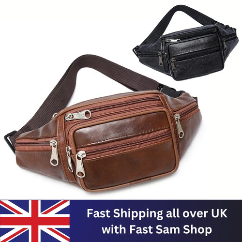 Large leather bum waist bag - leather,