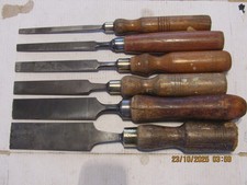 6 Vintage wood chisels carpenter ship wheelwright woodwork builder