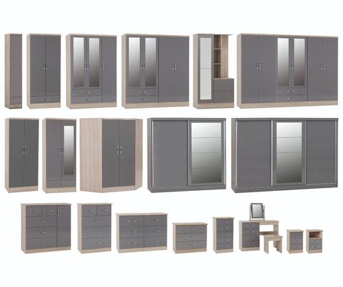 Nevada grey gloss loev - grey, bedroom