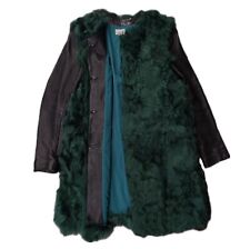 RARE Miss Sixty Green Wool Black Real Leather Coat S Avant Garde Bohemian Y2K