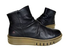 Ladies The ART Company Black Leather Chunky Ankle Boots Size UK 4 Mint Cond