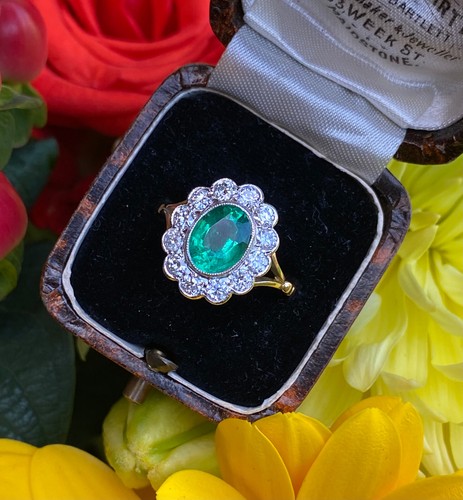 Emerald and diamond cluster - and,