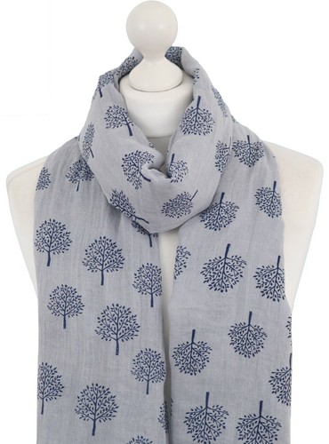 Mulberry tree scarf grey navy - scarf,