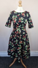 Hell Bunny Cherry Below Knee Dress Pockets Uk 10