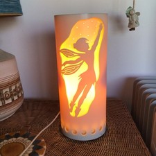 Vintage Keel-o-Watt Lighting Resin Cylinder Cut Out Tinkerbell Fairy Table Lamp