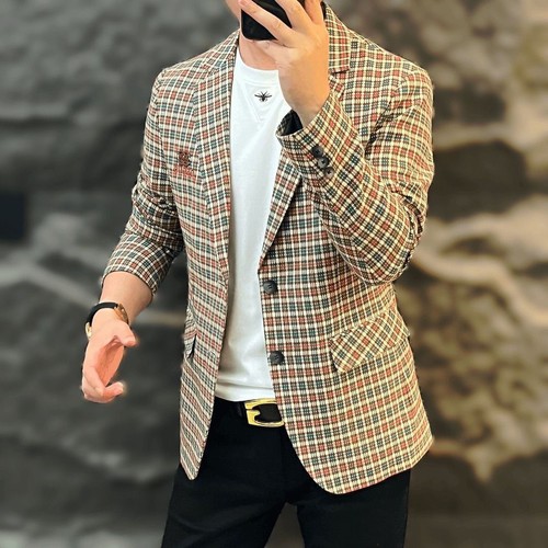 Versatile plaid suit for men - plaid,