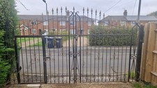 Metal driveway double gates black