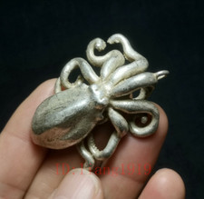 Collection Old Chinese Tibet Silver hand-made  Octopus Fish Statue Pendant gift