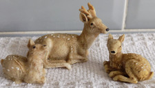 Vintage  Deer & Fawns Figurine Ornaments Small Taiwan Kitsch x 3
