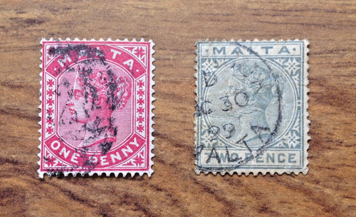 Malta stamps one penny - malta, qv