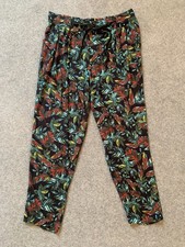 Tu Woman Printed Trousers Ankle Belted Tapered UK 16