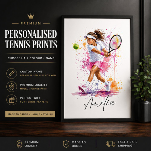 Personalised tennis player - personalised,
