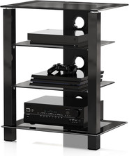 Hifi Racks 4 Tiers Glass TV Stand HIFI Rack Stand Cabinet with Cable Management