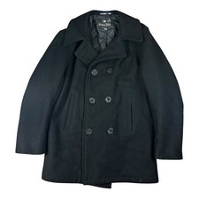 Spiewak Golden Fleece Peacoat Black wool reefer jacket USN made in USA mens M
