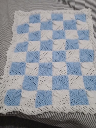 Hand knitted baby blanket - baby, pram
