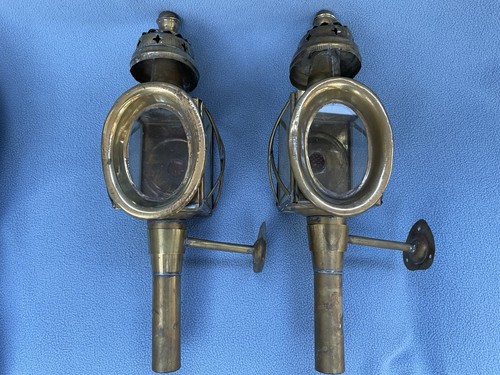 Pair vintage brass carriage - of,