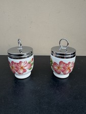 Vintage Royal Worcester Fine Porcelain Pr Pershore Pattern Egg Coddlers 3” Tall