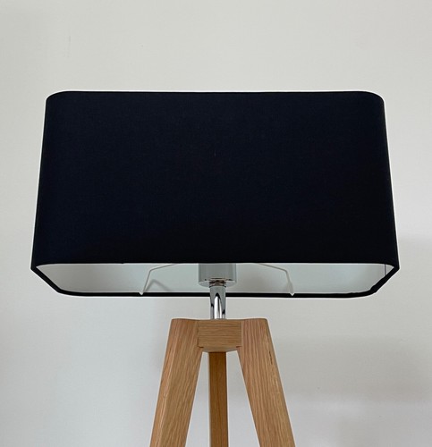 Lampshade black linen cotton - black,