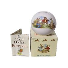 Vintage 1981 Royal Doulton  Bunnykins Ball Money Box Piggy Bank Rabbits 3" Tall