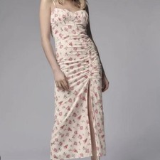Zara white pink floral midi