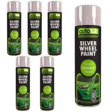 Autotek Silver Wheel Aerosol Spray Paint Durable Finish 500ml x6