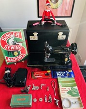 Beautiful 1955 Singer 222K Featherweight free arm Sewing Machine, Serviced!!!