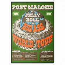 Post MALONE The Big Ass World Tour 2025 POSTER All UK & Europe Dates Poster