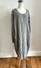 Privatsachen Grey Silk Balloon Dress Size 2 Chest 44in Crinkled Fabric