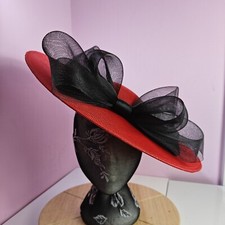 red black large fascinator