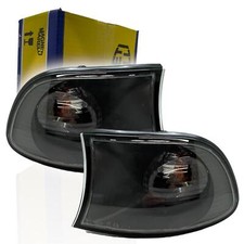 For BMW 3 Series E46 Compact 01-05 Front Clear Black Indicators Pair Marelli