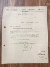 Vintage 1951 Stroud brewery Gloucestershire letter - stocktaking  casks, bottles