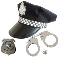 Police Hat Handcuffs Accessories Fancy Dress Cosplay Cop Robbers Accessories Lot