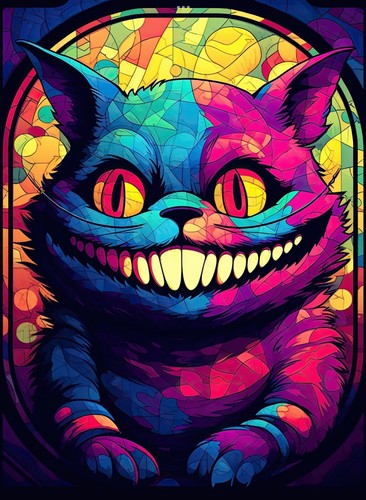 Cheshire cat faux stained - cheshire,