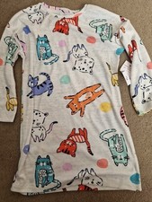 New F&F Girls Cat Long Sleeved Night Dress Pyjama Age 5-6 Years