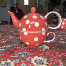 Whittard Of Chelsea Tea For One Small Teapot, Red & White Polka Dot