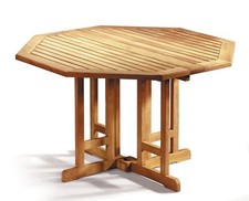 Teak Outdoor Folding Table, Drop-Leaf, Octagonal - Berwick Range - 1.2m