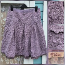 Fat Face Size 12 Purple Skirt Pleated A-line Flare Cotton Pockets See Descriptio