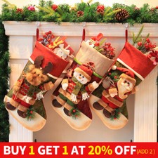 Three-dimensional 3D Embroidered Christmas Stocking Santa Snowman luxury sack