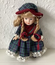 Porcelain Doll Hand Painted 20cm/8” 1990s Girl In Scottish Costume