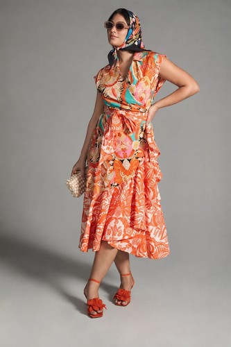 Anthropologie wrap midi dress - wrap,