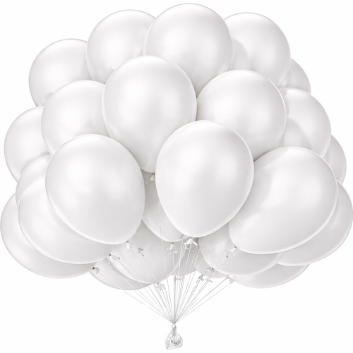 100 white satin balloons - white,