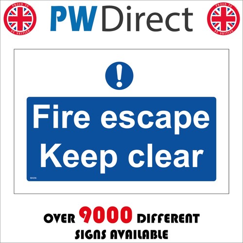 Sign fire escape keep - sign, clear