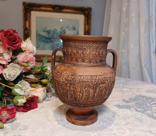 Terracotta greek amphora jug - terracotta,