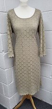 Ronni Nicole Beige Lace Overlay Knee Length Dress 3/4 Sleeve Size 20. PWM