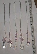 5 x pink and clear crystal sun