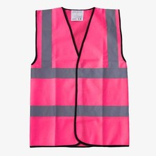 Womens Deluxe Pink Hi Viz Vis Vest Premium Quality Waistcoat Safety Reflective