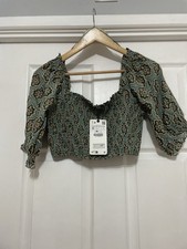 ZARA Green Paisley Boho Crop