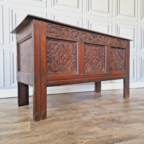 Antique wooden coffer mule - coffer,