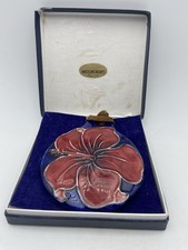 Moorcroft Hibiscus Pattern Ceramic Pendant Necklace Boxed Gift