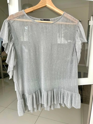 Zara light grey sparkly sheer - grey,